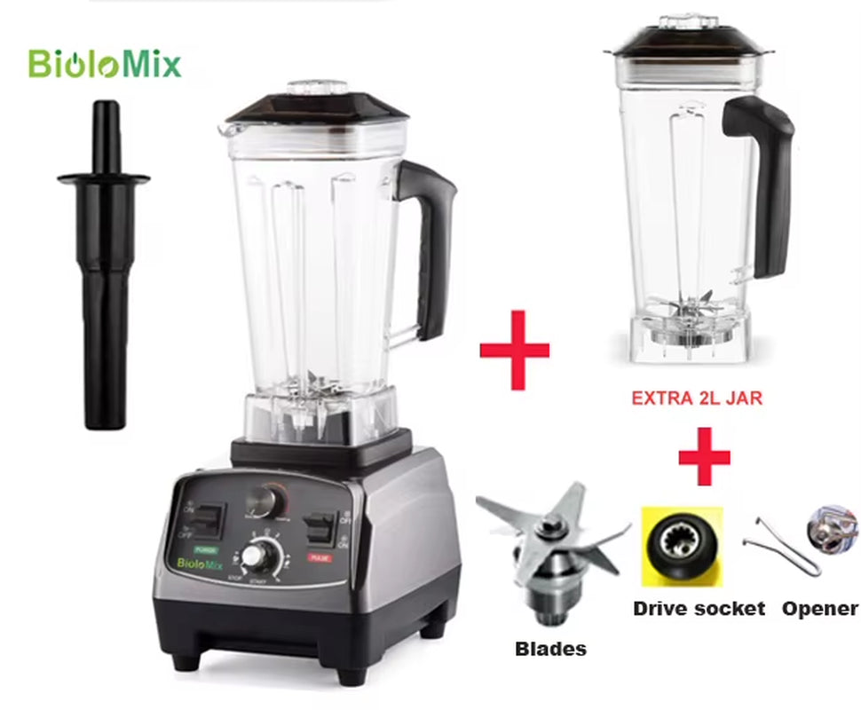 3HP 2200W Heavy Duty Grade Timer Blender Mixer Juicer Fruit Food Processor Ice Smoothies BPA Free 2L Jar