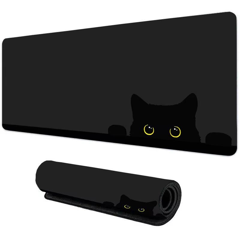 Kawaii Black Kitten Mouse Pad Large Cute Game Keyboard Mat Xxl Computers Accessories Table Pads Girl Home Bedrooms Carpet Mats