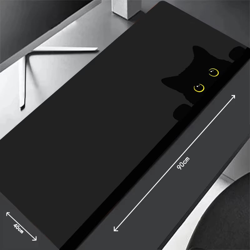 Kawaii Black Kitten Mouse Pad Large Cute Game Keyboard Mat Xxl Computers Accessories Table Pads Girl Home Bedrooms Carpet Mats