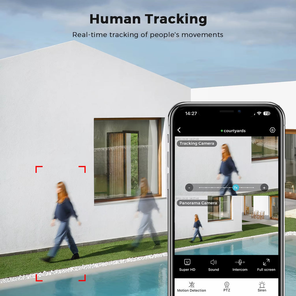 15MP Wifi Camera PTZ Outdoor Dual Screen 10X Digital Zoom Human Detection 10MP Security IP Camera Surveillance O-Kam Pro