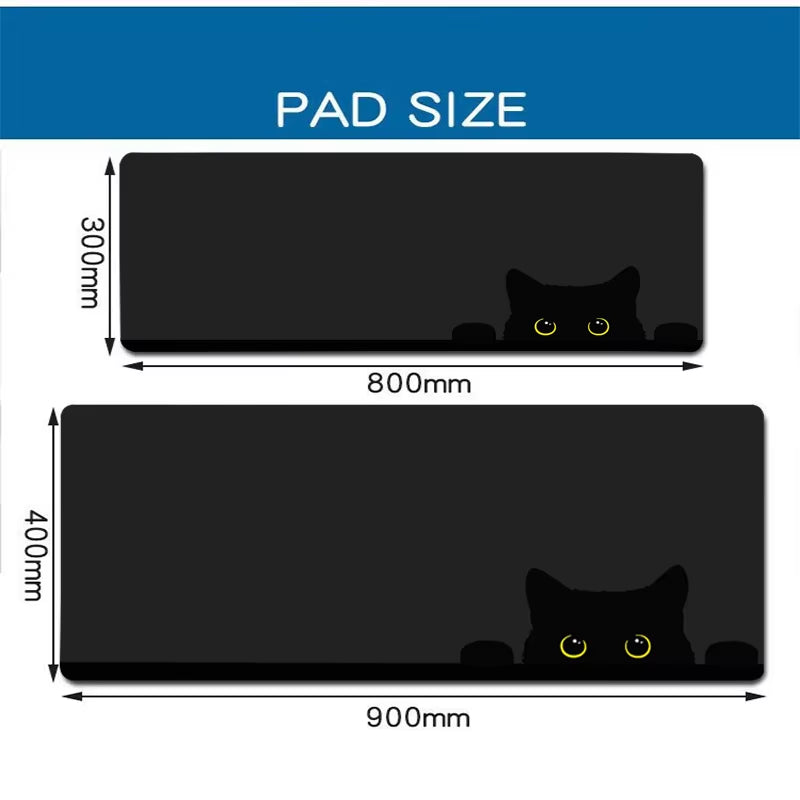 Kawaii Black Kitten Mouse Pad Large Cute Game Keyboard Mat Xxl Computers Accessories Table Pads Girl Home Bedrooms Carpet Mats