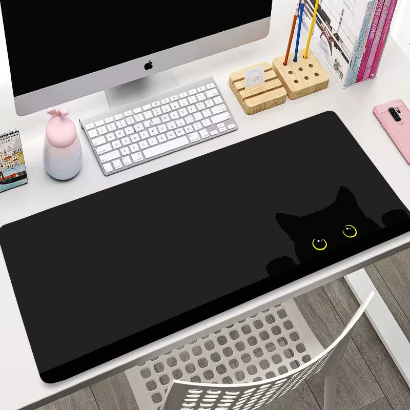 Kawaii Black Kitten Mouse Pad Large Cute Game Keyboard Mat Xxl Computers Accessories Table Pads Girl Home Bedrooms Carpet Mats