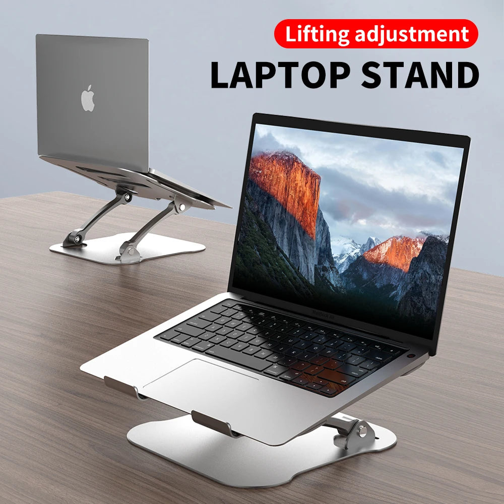 Adjustable Aluminum Alloy Cooling Rack Laptop Stand for 11-17 Inch Devices - Portable, Non-Slip, and Office-Friendly