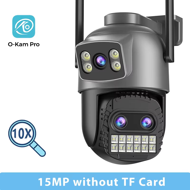 15MP Wifi Camera PTZ Outdoor Dual Screen 10X Digital Zoom Human Detection 10MP Security IP Camera Surveillance O-Kam Pro