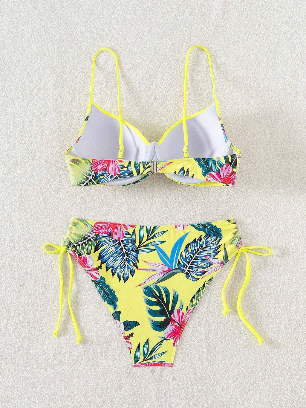 Swim Lushoire Swim Suits for Women Summer Beach Tropical Print V-Neck Spaghetti Strap Bikini Set