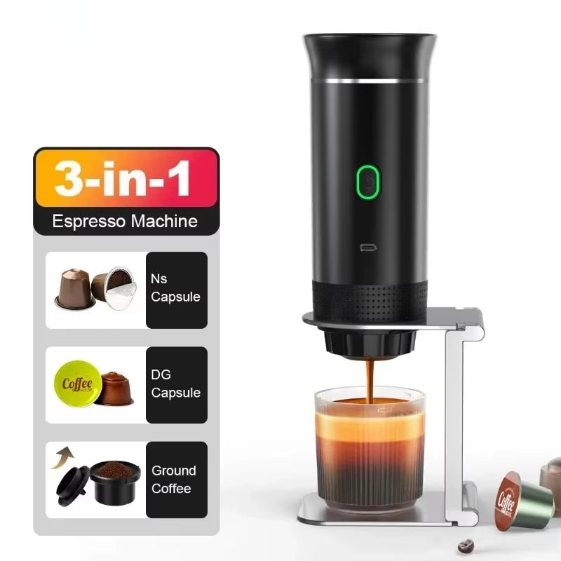 Coffee Machine Wireless Electric Coffee Machine Portable Espresso Coffee Machine Maker 3-In-1 Capsule Powder Travel Coffee Maker