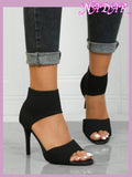 Women'S Minimalist Thick High Heel Knitted Sandals, Casual Solid Color anti Slip Sandals,Spring Summer Outfits