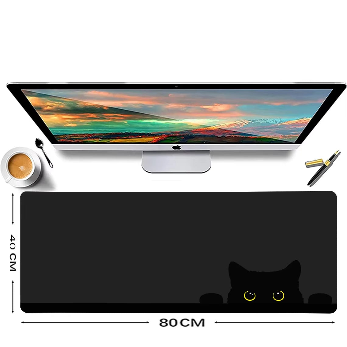Kawaii Black Kitten Mouse Pad Large Cute Game Keyboard Mat Xxl Computers Accessories Table Pads Girl Home Bedrooms Carpet Mats