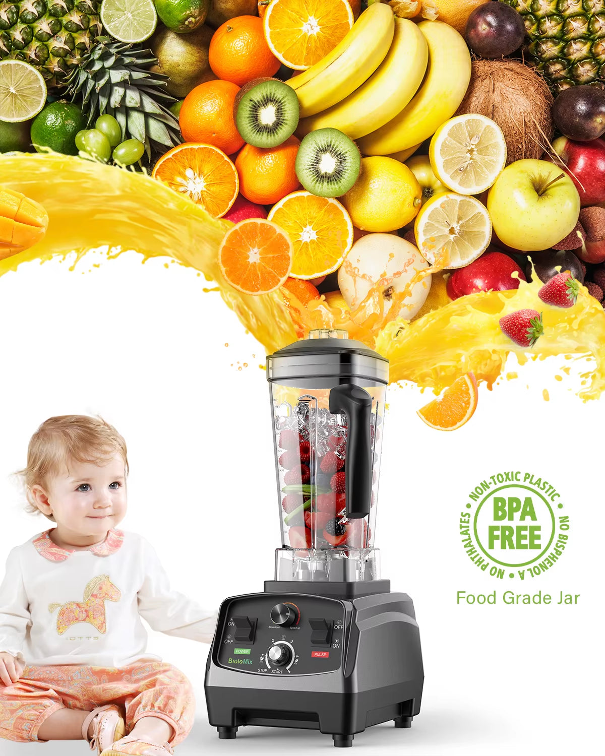 3HP 2200W Heavy Duty Grade Timer Blender Mixer Juicer Fruit Food Processor Ice Smoothies BPA Free 2L Jar