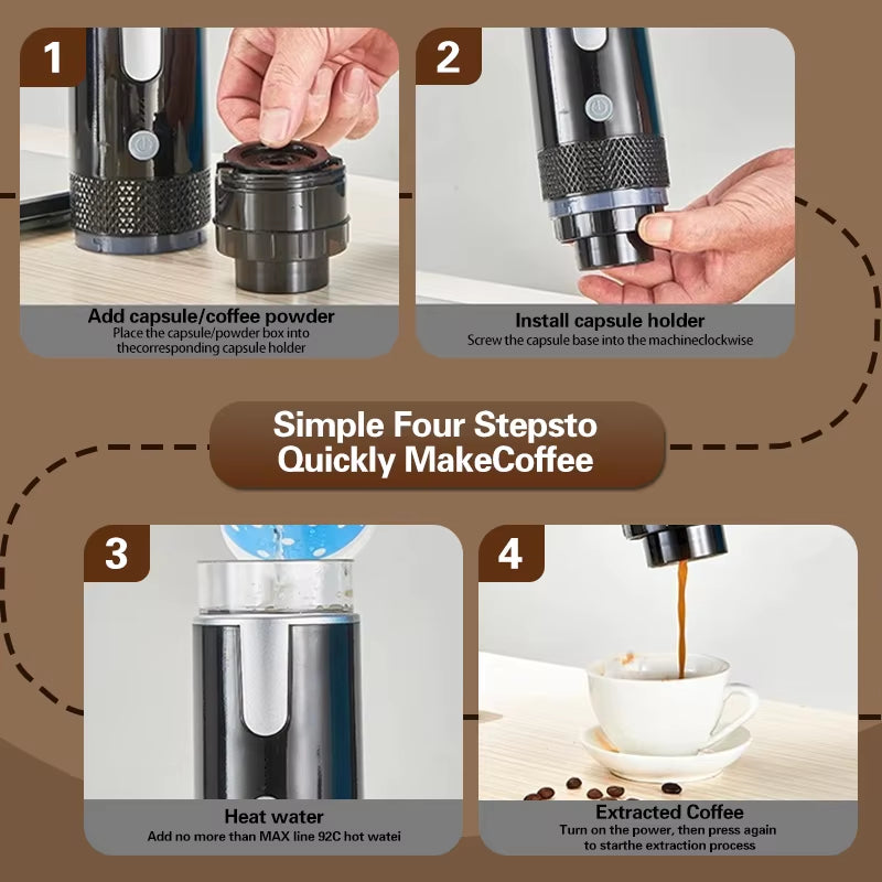 Portable Coffee Maker Electric Capsule Grind-And-Brew Coffee Maker Suitable for Ground Coffee and K-Cup Large Coffee Pods